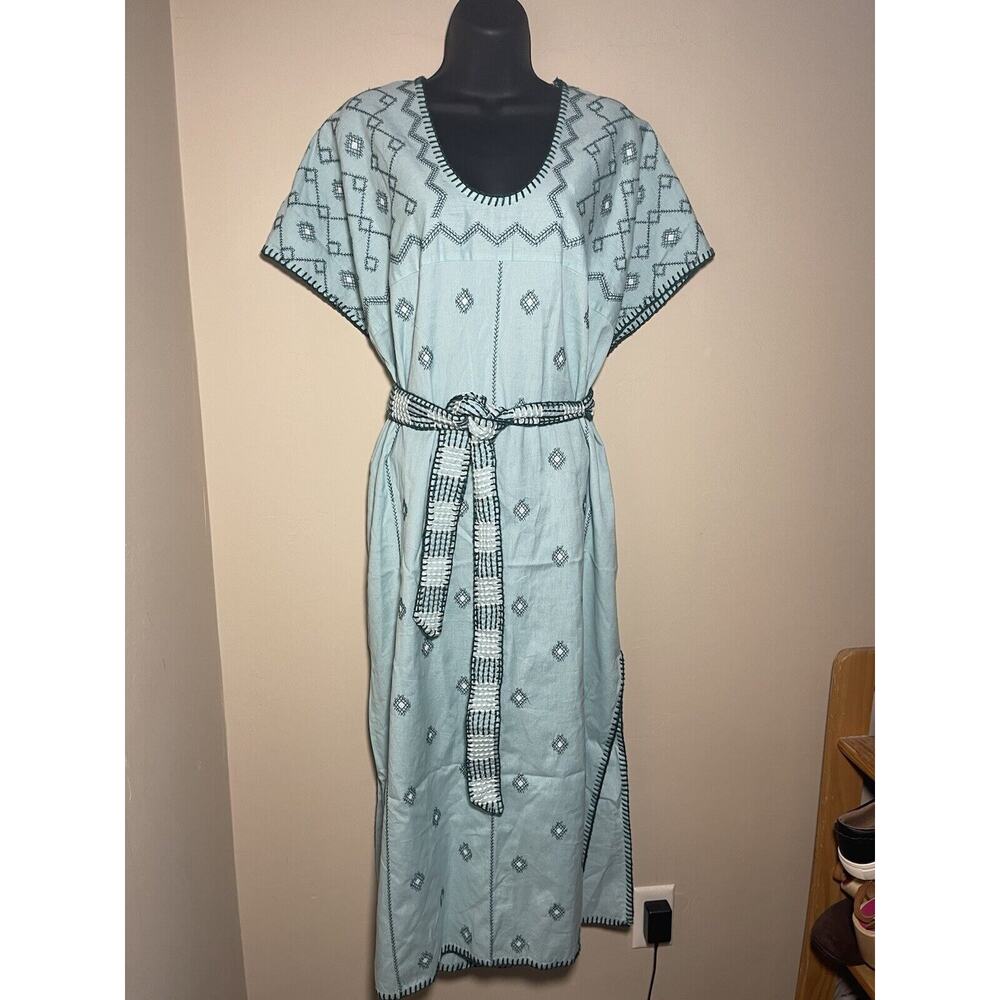 Zara NWT Embroidered Midi Dress Kaftan Size Medium
